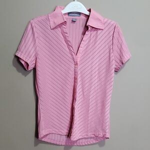 Beechers Brook  Pink Fitted Ribbed Button Down Shirt Size Small
